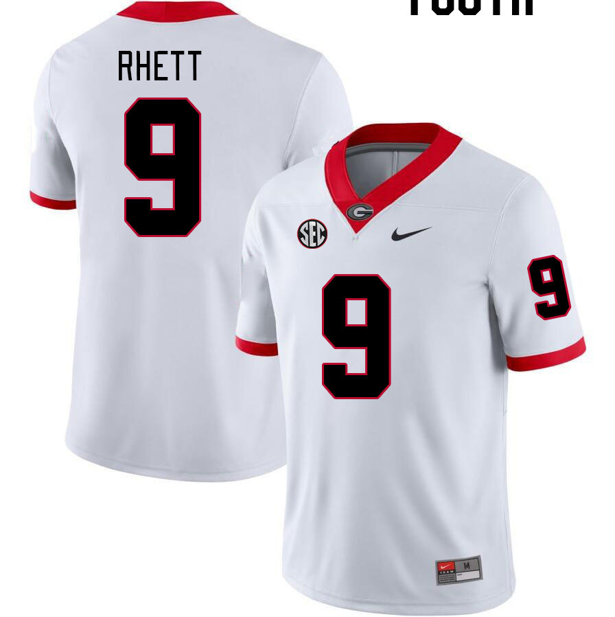 Youth #9 Justyn Rhett Georgia Bulldogs College Football Jerseys Stitched-White - Click Image to Close